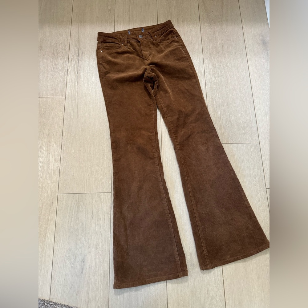 High Waisted Corduroy Pants for Women Vintage Flare Pants with Pockets